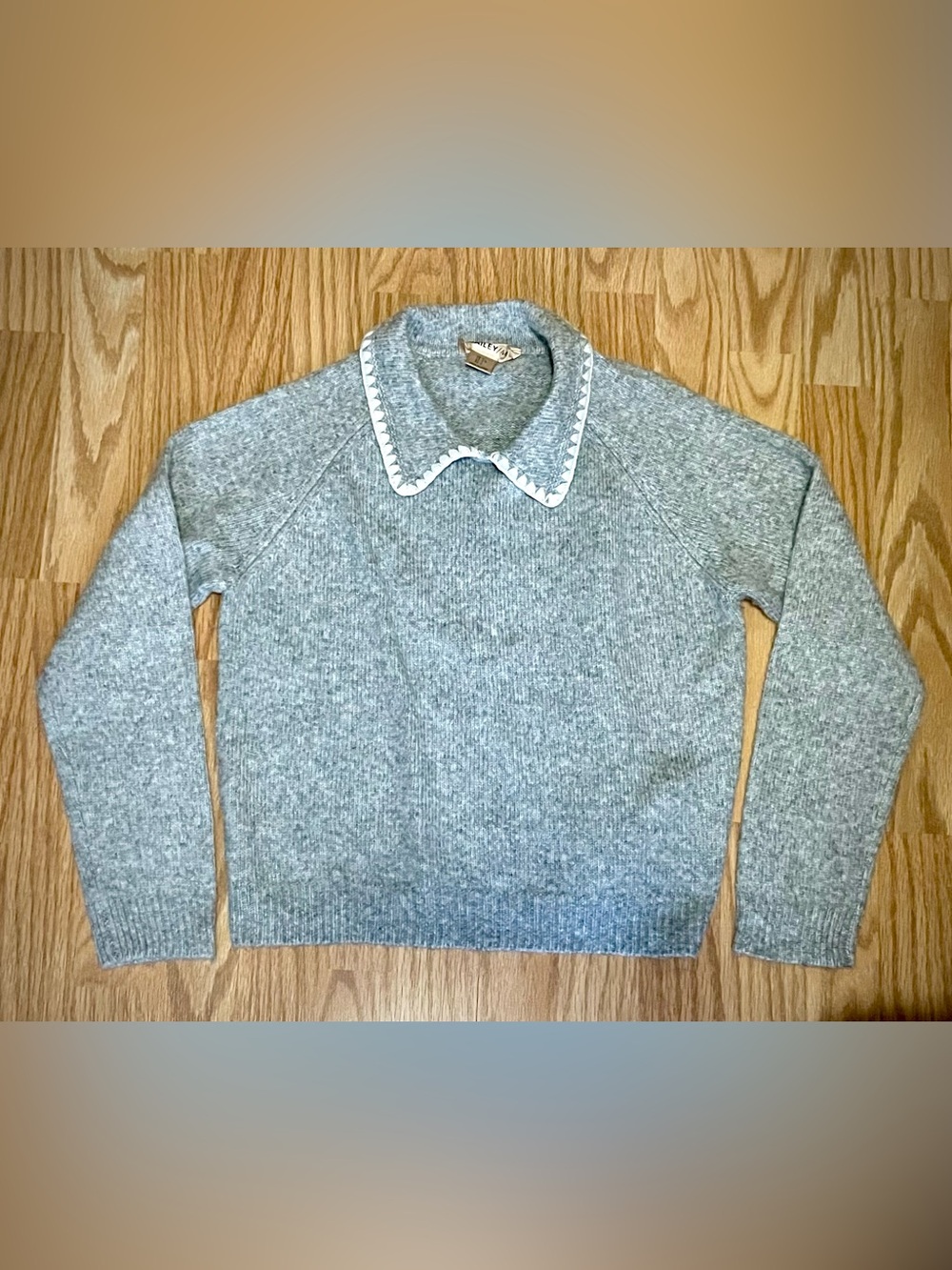 Bailey 44 Heather Gray Crewneck Sweater with Peter Pan Collar